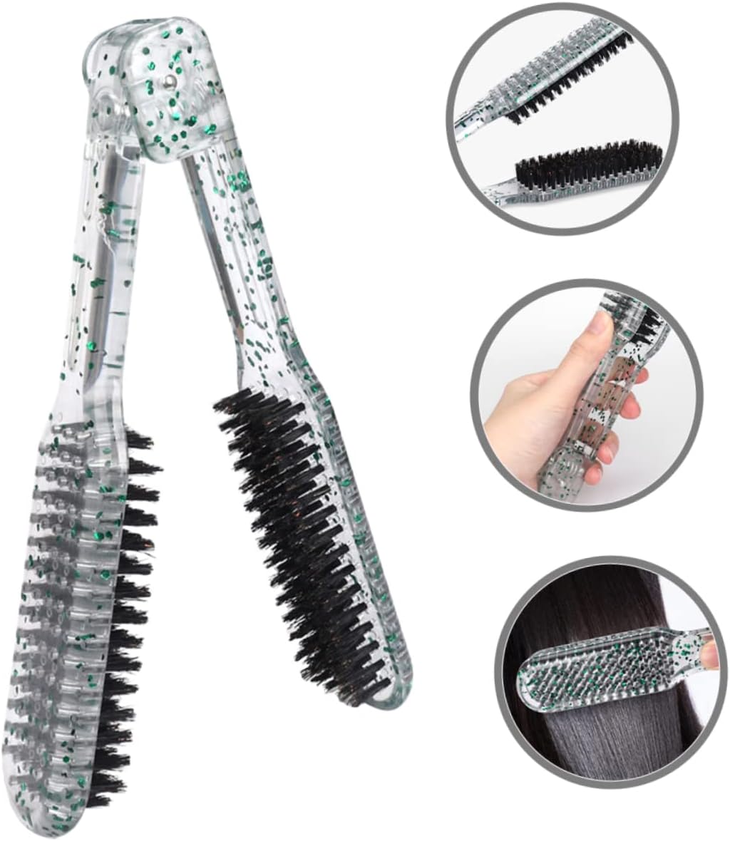 Clamp Hair Brush for Straightening and Detangling Double Sided V-Shape Comb for Home Salon Use and Safe for Hair Types Glitter Finish - Image 6