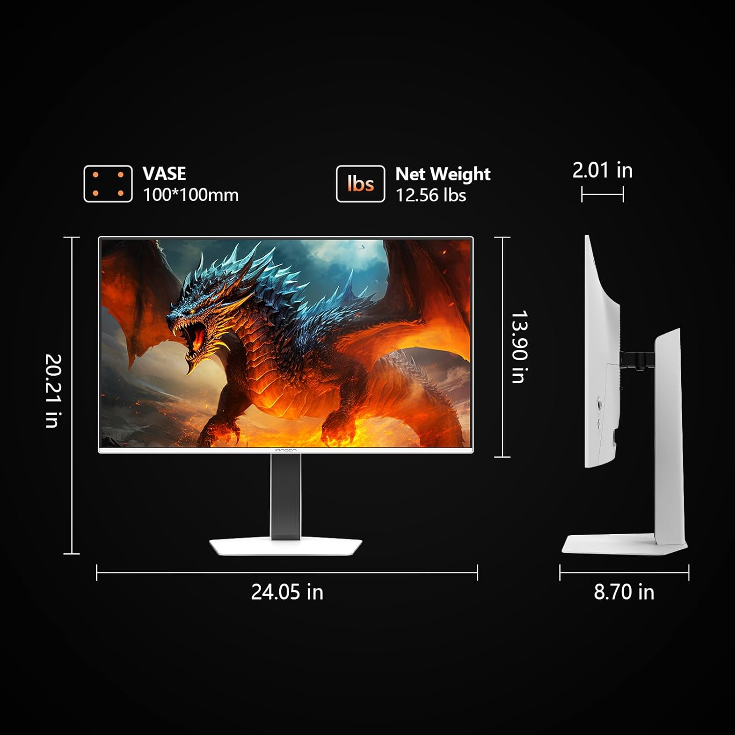 INNOCN 27" OLED 2K QHD 2560 x 1440p 500Hz Gaming Monitor, Gaming Console Ready, VRR, G-SYNC Compatible, HDR 500, 0.03ms, FPS/RTS, HDMI 2.1, DP, Speaker, Pivot Adjustable Stand - GA27M1Q - Image 9