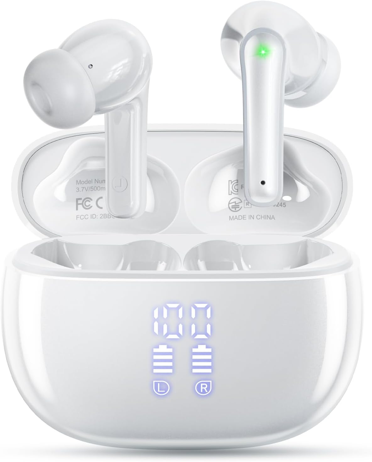 Wireless Earbuds, Bluetooth 5.3 Ear Buds, Headphones with Clear Stereo Sound, 40H Playtime with LED Digital Display, IPX7 Waterproof Earphones Built-in Mic for Phone Tablet Sports Workout