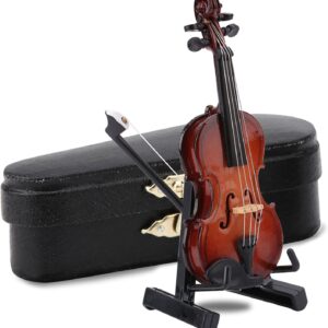 Mini Musical Instrument Model, Mini Wooden Violin Model Dollhouse Accessories for Desk Bedside Table Home Decor