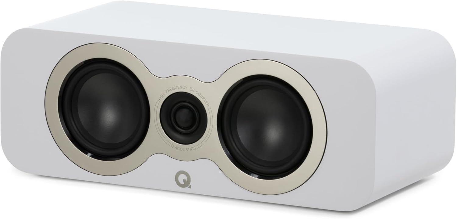 Q Acoustics 3090c Center Speaker Satin White - 2-Way Reflex Enclosure Type, 2 x 4 Mid/Bass Driver, 1 x 0.9 Tweeter - Active Speakers/HiFi Speakers for Home Theater Sound System
