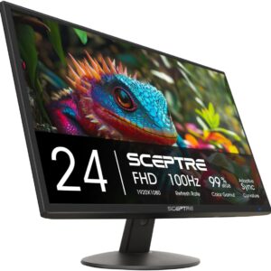 Sceptre New 24-inch Gaming Monitor 100Hz FreeSync 2X HDMI 1X VGA Build-in Speakers, Machine Black 2026 (E248W-FW100TR Series)