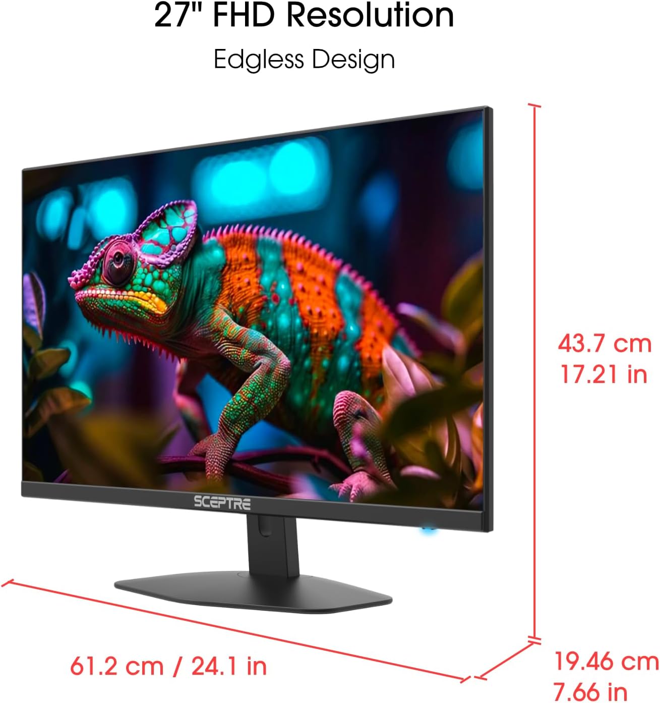 Sceptre New 27-inch Gaming Monitor 100Hz 1ms DisplayPort HDMI x2 100% sRGB AMD FreeSync Build-in Speakers, Eye Care Frameless Machine Black 2025 (E275W-FW100T) - Image 5