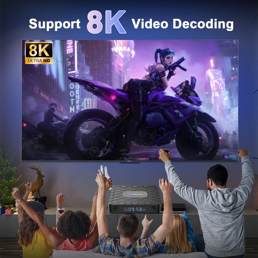 Android 14 TV Box 2025, R69 Max Android Box with 4GB RAM 32GB ROM RK3528 Quad-Core for Smart TV, 8K HD Video Decoding & HDR 10 Video Output ,Support WiFi6 2.4Ghz/5.0Ghz BT 5.0 TV Box - Image 6