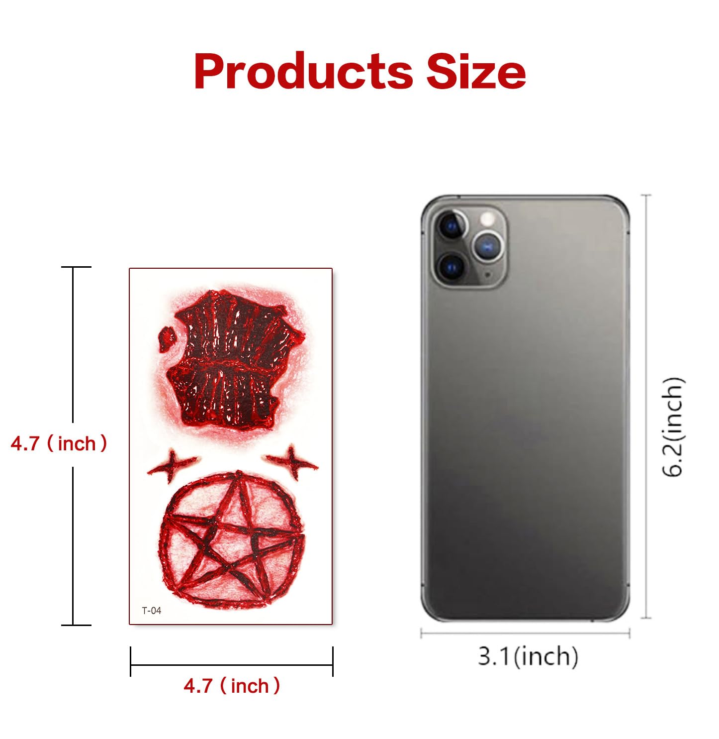 Fake Blood Halloween Makeup Kit With Waterproof Scar Wound Tattoo Stickers (13 Pieces) - Image 4