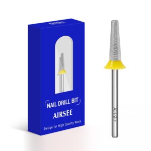 AIRSEE Safety Tungsten Carbide Acrylic Nail Drill Bit Electric Nail Drill File Head Tip for Dead Skin Cleaning Nail Bed File Cuticle Nail Prepare 3/32″ 2 Way Tapered Barrel Nail Buffer Bit XF