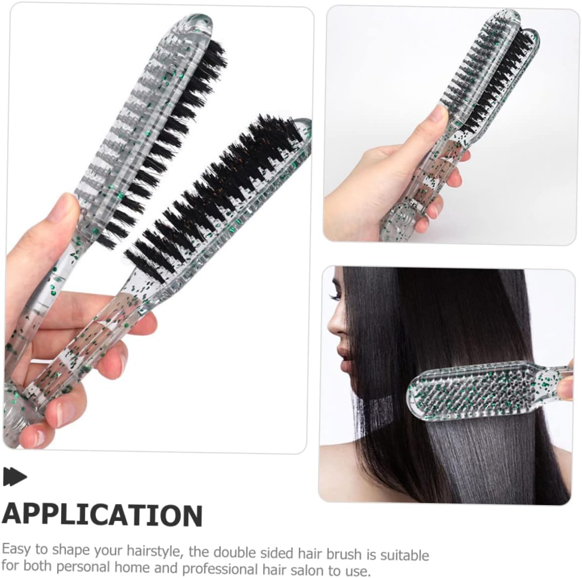 Clamp Hair Brush for Straightening and Detangling Double Sided V-Shape Comb for Home Salon Use and Safe for Hair Types Glitter Finish - Image 5