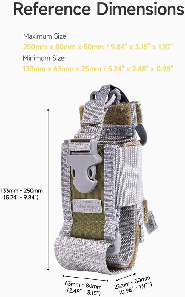 Ulefone Armor Molle Holster Cover Case for Most Phone/Radio Gray for Ulefone Armor 34 pro Armor 33 PRO 29 PRO 28 Ultra 27T PRO 26 Ultra Armor 24 X16 PRO X32 Rugged Smartphone - Image 2