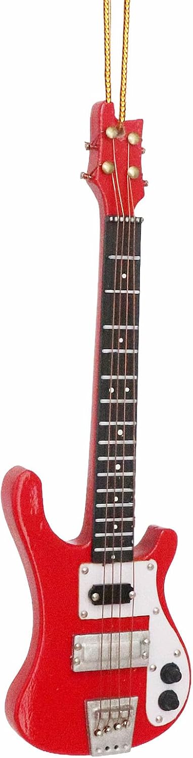 5.51" Wooden String Miniature Electric Bass Guitar Hanging Ornament Mini Musical Instrument Replica Music Birthday Gifts Holiday Tree Home Decoration Display Ornament Model (5.51) - Image 4