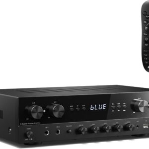 Donner Stereo Receivers Home Audio Amplifier, Premium 1000W Peak Power 4 Channel Amplifier with Bluetooth 5.0, USB, FM, 2 Mic-in, Echo, RCA, Optical/Coaxial Input for Home, Karaoke, Theater Speakers