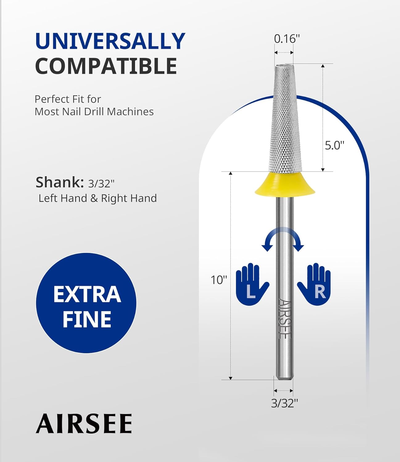 AIRSEE Safety Tungsten Carbide Acrylic Nail Drill Bit Electric Nail Drill File Head Tip for Dead Skin Cleaning Nail Bed File Cuticle Nail Prepare 3/32" 2 Way Tapered Barrel Nail Buffer Bit XF - Image 4