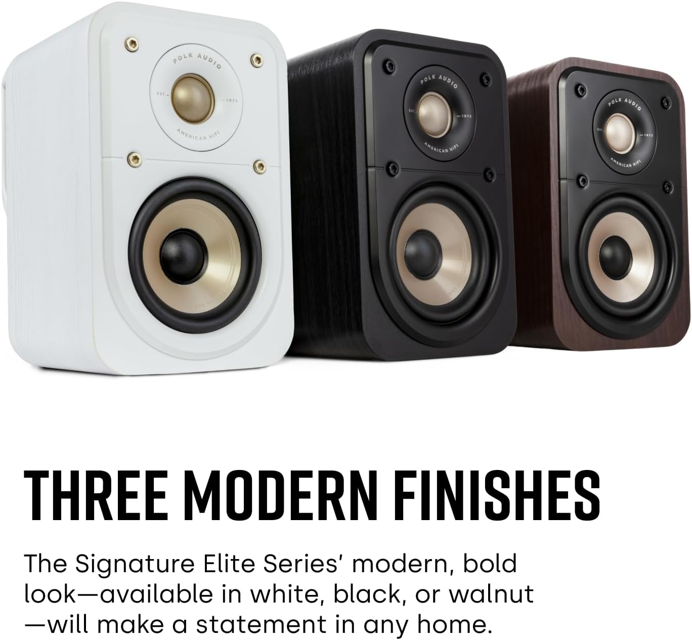 Polk Signature Elite ES10 Surround Sound Speakers - Hi-Res Audio Certified, Dolby Atmos & DTS:X Compatible, 1" Tweeter & 4" Woofer, Power Port Technology for Bass (Pair, Contemporary Walnut) - Image 7
