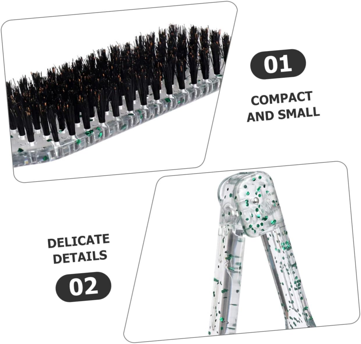 Clamp Hair Brush for Straightening and Detangling Double Sided V-Shape Comb for Home Salon Use and Safe for Hair Types Glitter Finish - Image 2