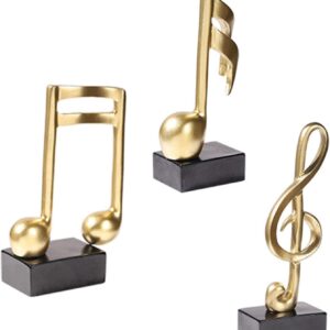 3pcs Music Note Statue – Golden Resin Musical Decor for Home, Piano Present & Souvenirs