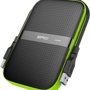 SP020TBPHDA60S3K Silicone Power Portable Hard Drive, 2 TB, 2.5 Inches, Supports USB3.0, IPX4, Waterproof, Shockproof, PS4, Operation Tested