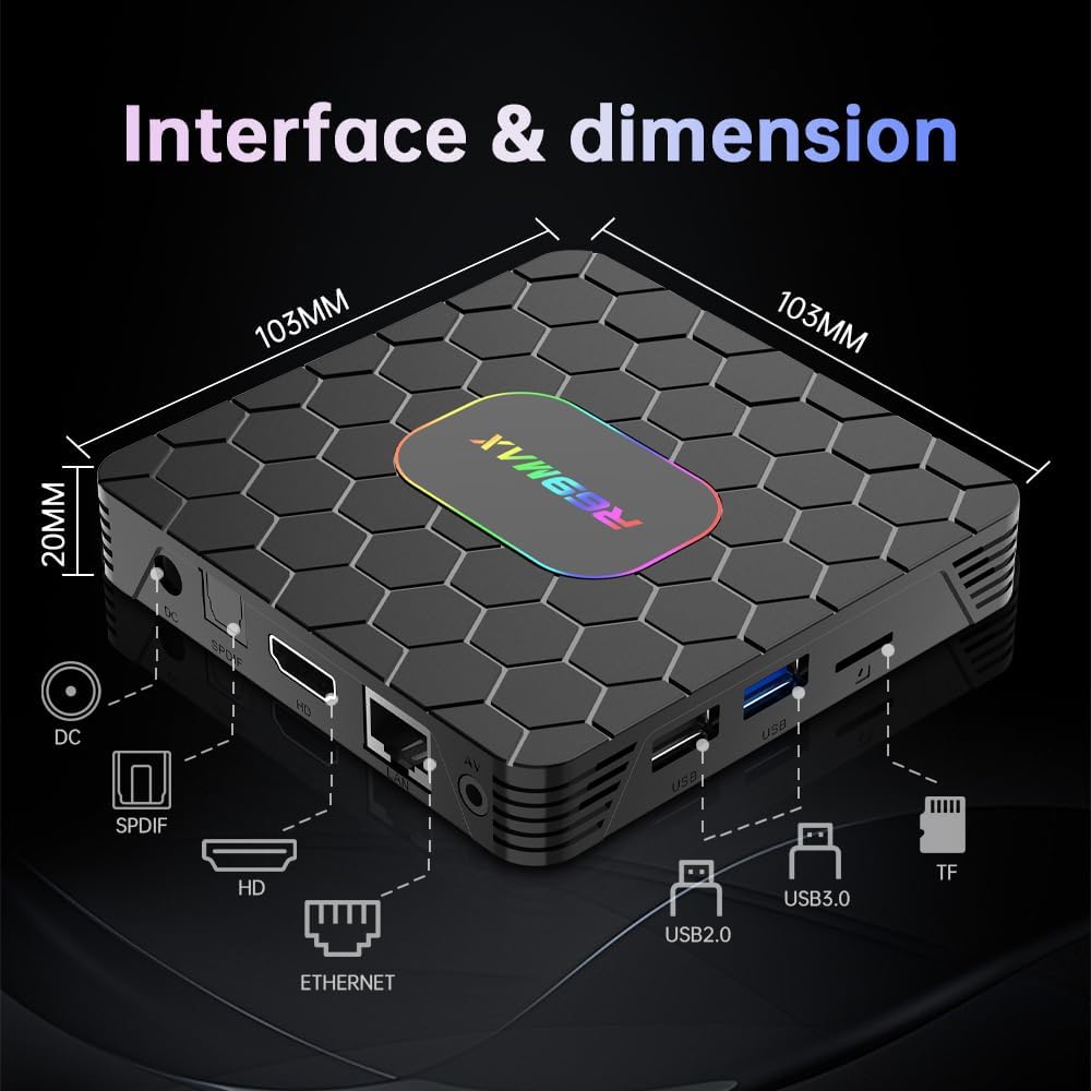 Android 14 TV Box 2025, R69 Max Android Box with 4GB RAM 32GB ROM RK3528 Quad-Core for Smart TV, 8K HD Video Decoding & HDR 10 Video Output ,Support WiFi6 2.4Ghz/5.0Ghz BT 5.0 TV Box - Image 9