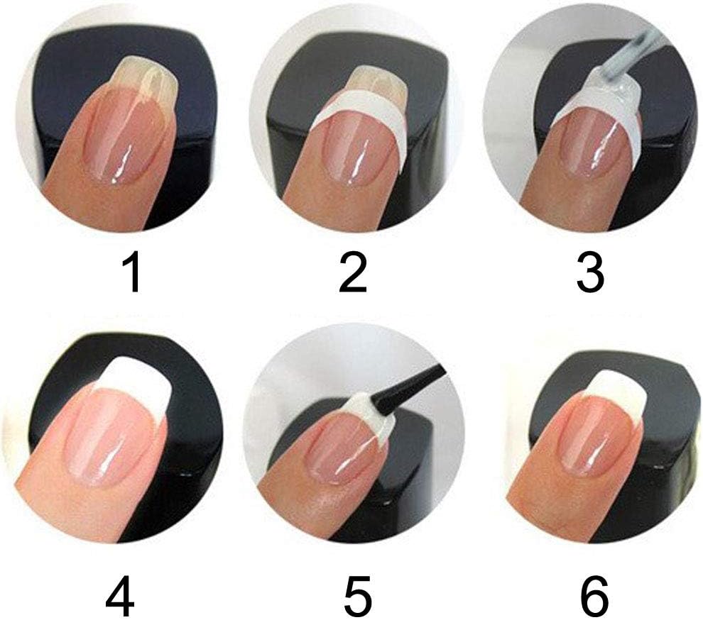 BlingKingdom 576pcs 12 Sheets French Nail Self-Adhesive Stickers Stencils Manicure Nail Tips Smile Line Guide for Women Girls - Moon Shape Design - Image 3