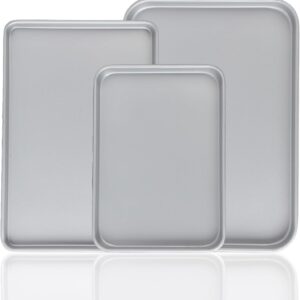 3-Piece Nonstick Baking Pans Set of 3 – Nonstick Rectangle Sheet Cake Pans, 13/11/9 Inch Metal Oven Tray for Cooking Jellyroll, Stackable Bakeware Set