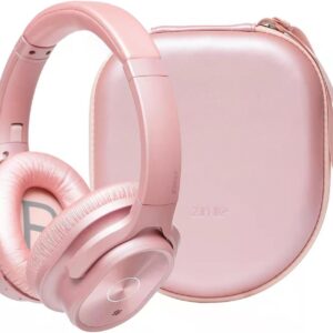 ZIHNIC Active Noise Cancelling Headphones, 40H Playtime Wireless Bluetooth Headset with Deep Bass Hi-Fi Stereo Sound,Comfortable Earpads for Travel/Home/Office (Rose Gold)