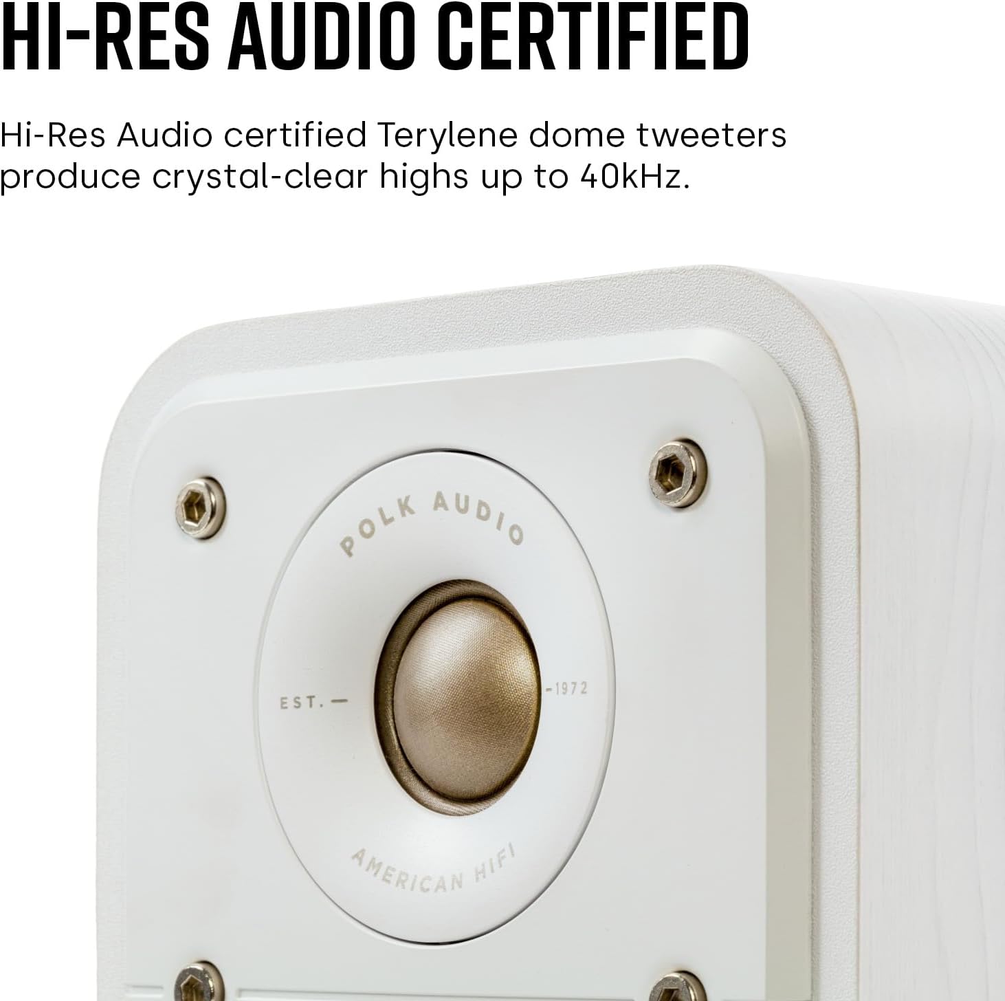 Polk Signature Elite ES10 Surround Sound Speakers - Hi-Res Audio Certified, Dolby Atmos & DTS:X Compatible, 1" Tweeter & 4" Woofer, Power Port Technology for Bass (Pair, Contemporary Walnut) - Image 6