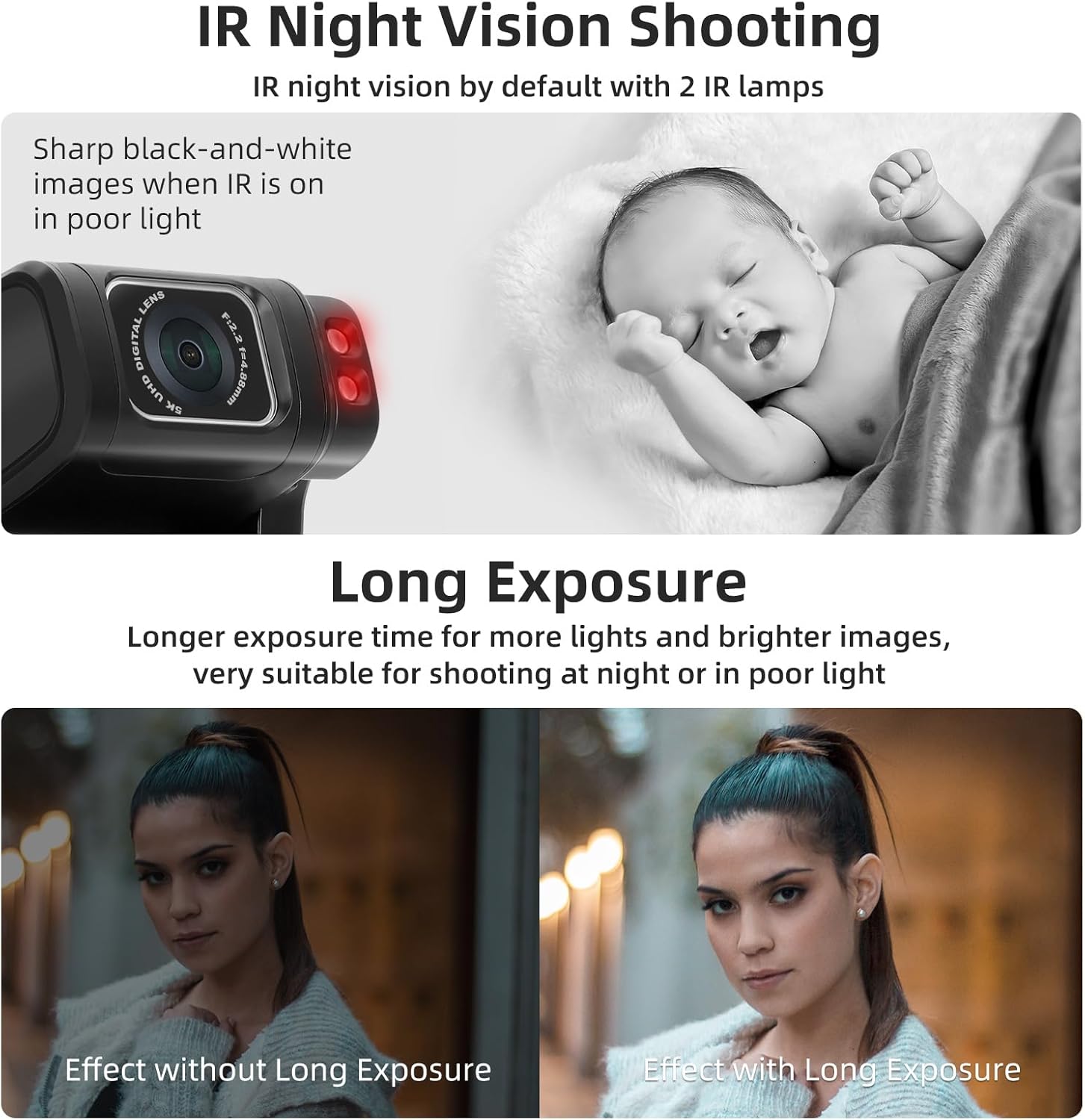 ORDRO M3 Handheld Digital Camera, 5K Video Camcorder 48MP 4K/60fps, 3.5'' Flippable Screen 3250mAh Battery WiFi IR Night Vision Camera for YouTube Vlogs w/64G Card - Image 4