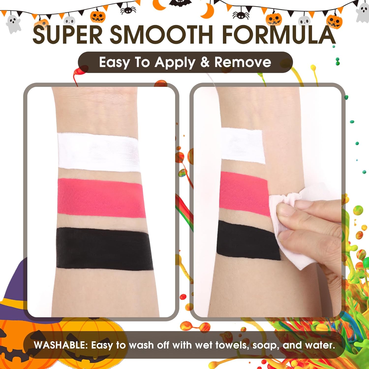 BOBISUKA White Face Body Paint Liquid Texture Washable Non Toxic Facepaint Fast Drying Foundation Makeup for Halloween Clown Skeleton Skull Cosplay SFX Costume Party Large Capacity(130ml) - Image 7