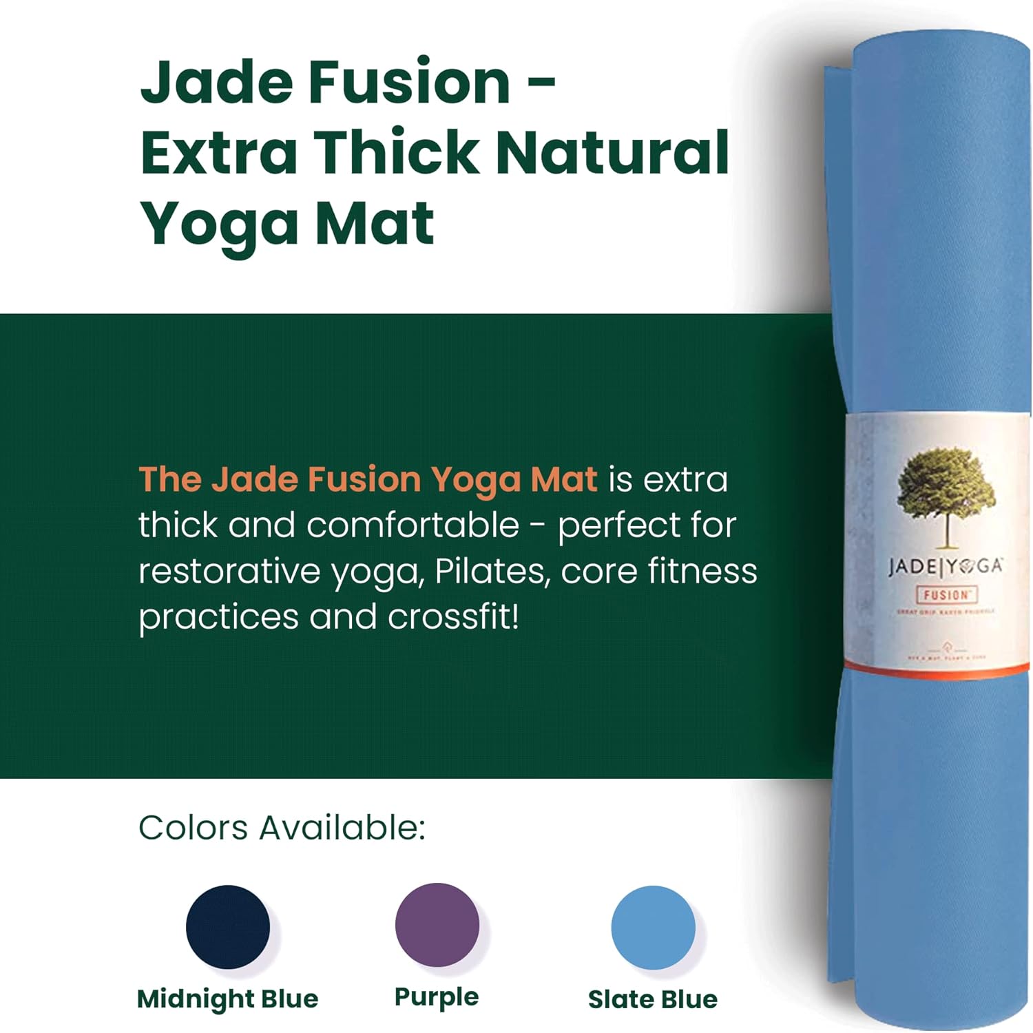 Jade Fusion Yoga Mat, Luxurious Comfort & Sturdy Workout Mats for Home Gym, 68" and 74" Yoga Mat Thick, Non-Slip Workout Mat with Extra Strong Grip, US Made Yoga Mats - Image 3