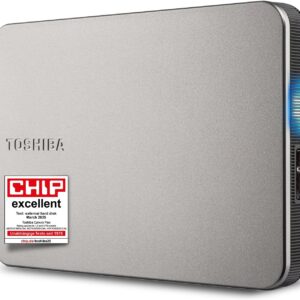 Toshiba Canvio Flex 2TB – Portable 2.5’’ External Hard Drive (HDD) for Mac, Windows PC, Smartphone and Tablet Use, Compatible with Most USB-C and USB-A Devices, Warm Silver (HDTX220ESCAA)