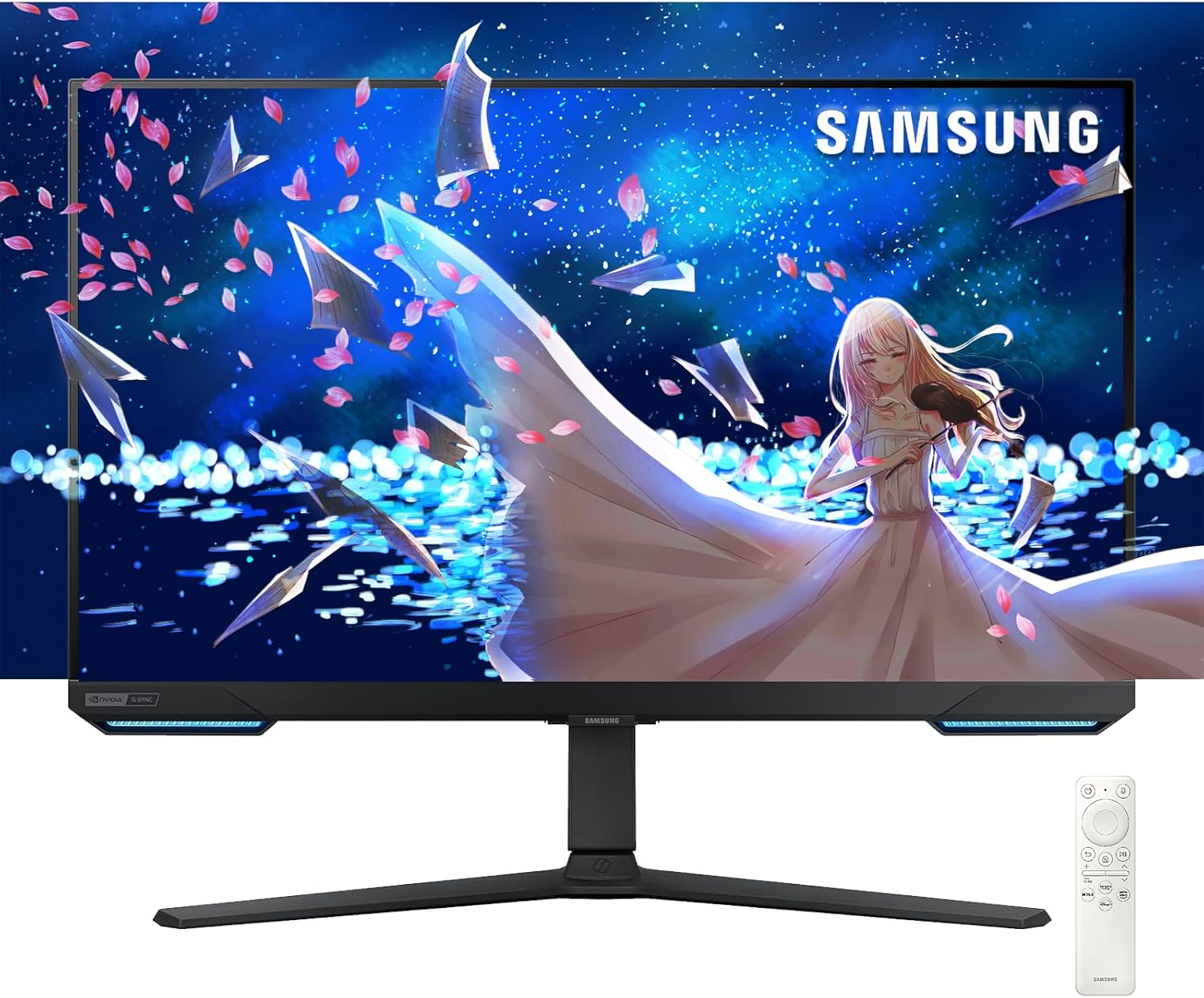 Samsung 28” Odyssey 4K UHD(3840x2160) Gaming Monitor | Smart TV | Game BAR | Built-in Speakers | HDR 400, 144Hz, 1ms | FreeSync Premium Pro Compatible and G-Sync | Wi-Fi 5 | Includes Remote Control
