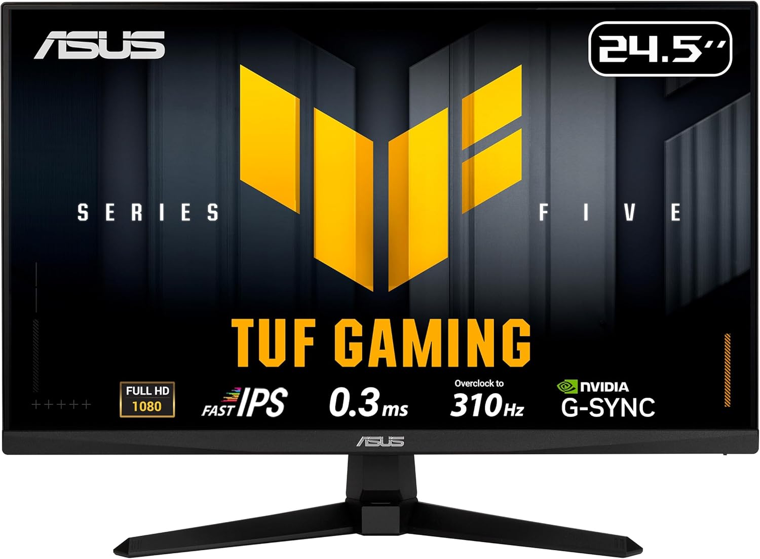 ASUS TUF Gaming Series 5 24.5” 1080P Monitor (VG259QMR5A) - Fast-IPS, 310Hz, 0.3ms, G-SYNC Compatible, FreeSync Premium, Extreme Low Motion Blur Sync, 99% sRGB, DisplayWidget, Gaming AI, 3 yr warranty