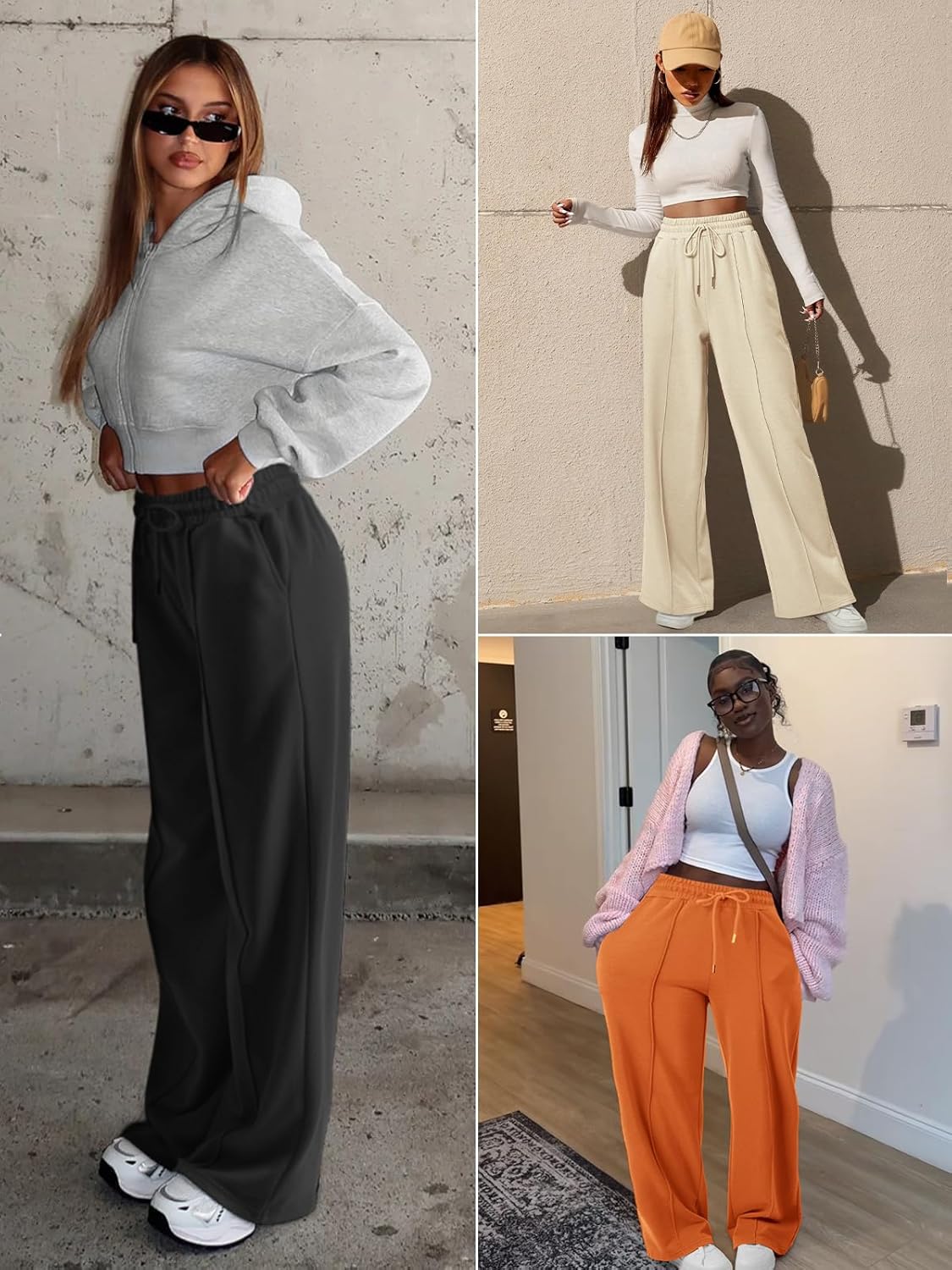 ATHMILE Womens Wide Leg Sweatpants High Waisted Baggy Pants Fashion Teen Girl Drawstring Athletic Joggers - Image 5