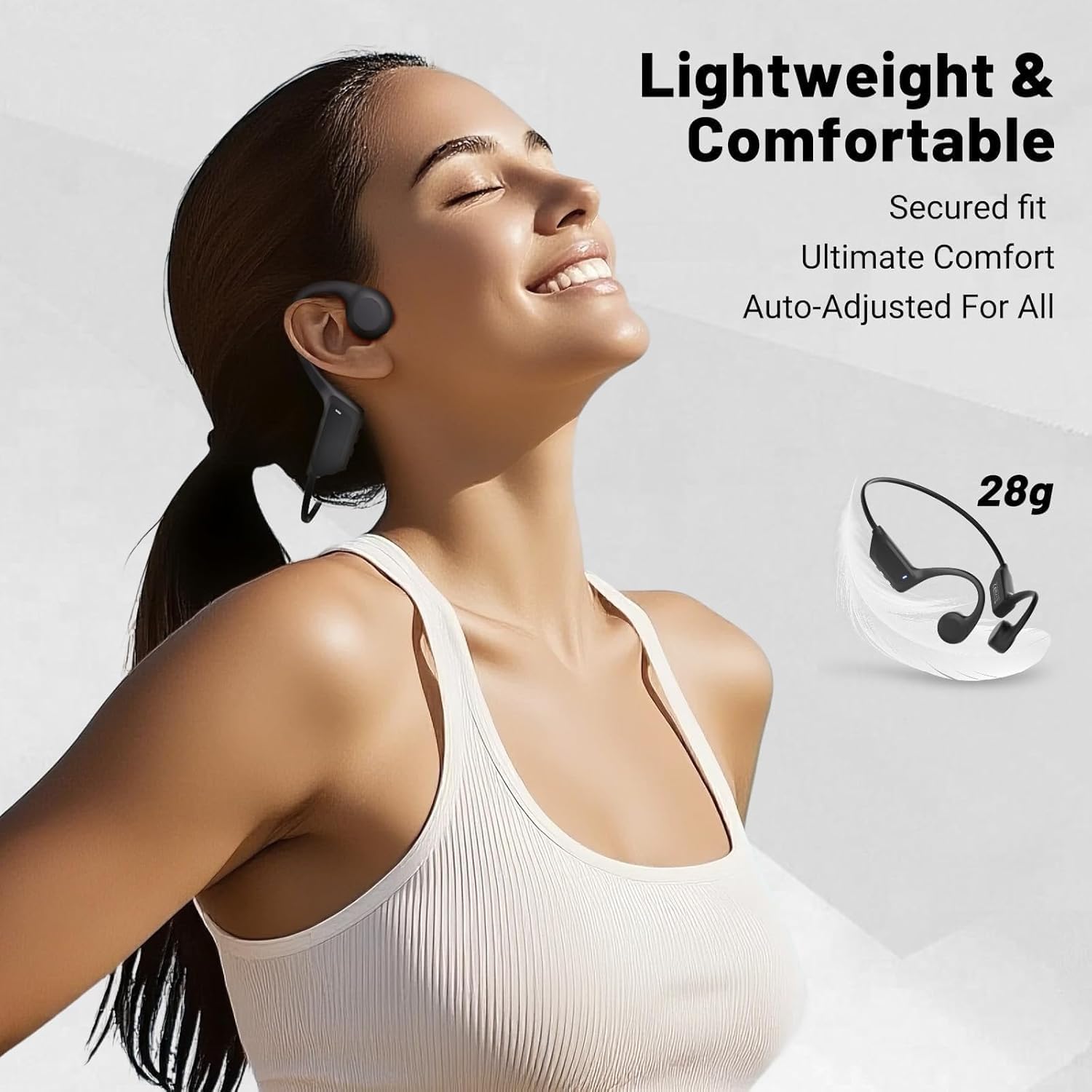 2025 New Bluetooth 6.0 Bone Conduction Headphones, Open-Ear Design, Sweatproof & Waterproof, HD Stereo Sound, 10Hrs Playtime, Lightweight for Running,Office,Daily Life(Black) - Image 2