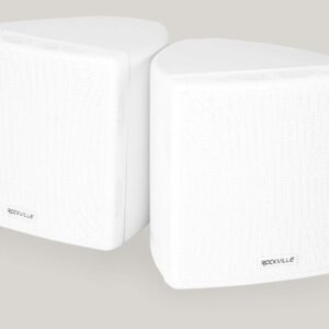 Rockville Pair Cube White 3.5″ 30W RMS Home Theater Wall Speakers, 8 Ohm, 360-Degree Swivel Brackets, 2-Way Audio, Compact Design, for Home Theater and Surround Sound