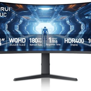 KOORUI 34-inch Curved Ultrawide WQHD 3440×1440 Gaming Monitor, 180Hz 1000R- PIP/PBP, 1ms(MPRT), HDR400, DCI-P3 95%, FreeSync Premium, 1 x DP 1.4 & 2 x HDMI 2.0, Tilt Height Swivel Adjustment, 34E6UC