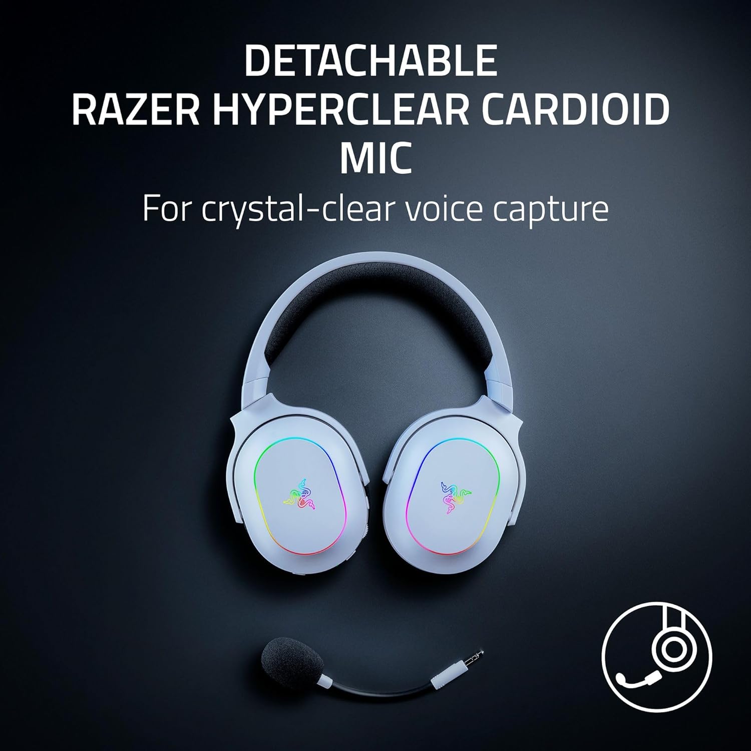 Razer Barracuda X Chroma Wireless Gaming Headset: 2.4GHz Wireless & Bluetooth - Lightweight - Chroma RGB - 40mm Drivers - Cardioid Mic - 70 Hr Battery - for PC, Mac, PS5, Switch 2, Smartphone - White - Image 6