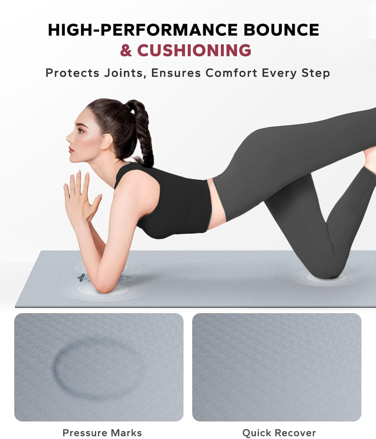 HAPBEAR Large Yoga Mat - 72"x36"x6mm (1/4 inch), Extra Wide Non-Slip Exercise Mat for Home Workout, Yoga, Pilates & Stretching, Durable & Eco-Friendly, Includes Bonus Resistance Bands & Carry Bag - Image 6