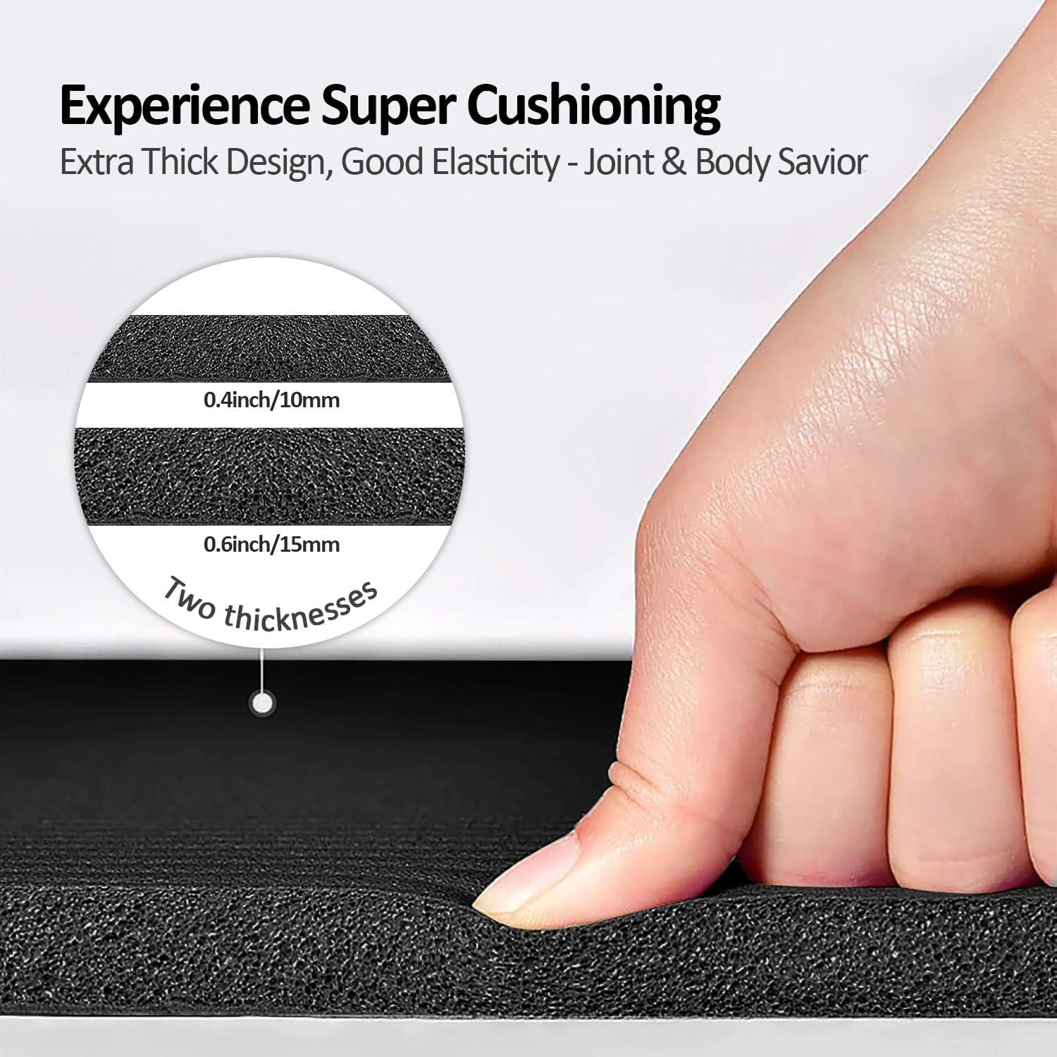 Yoga Mat Non Slip NBR Extra Thick Yoga Mat, 72"L x 32"/24"W x 0.6"/0.4"TH (185cm x 80cm/61cm x 15mm/10mm), Anti-Tear Exercise Mat with Carrying Strap and Bag, Workout Mats for Yoga, Pilates - Image 6