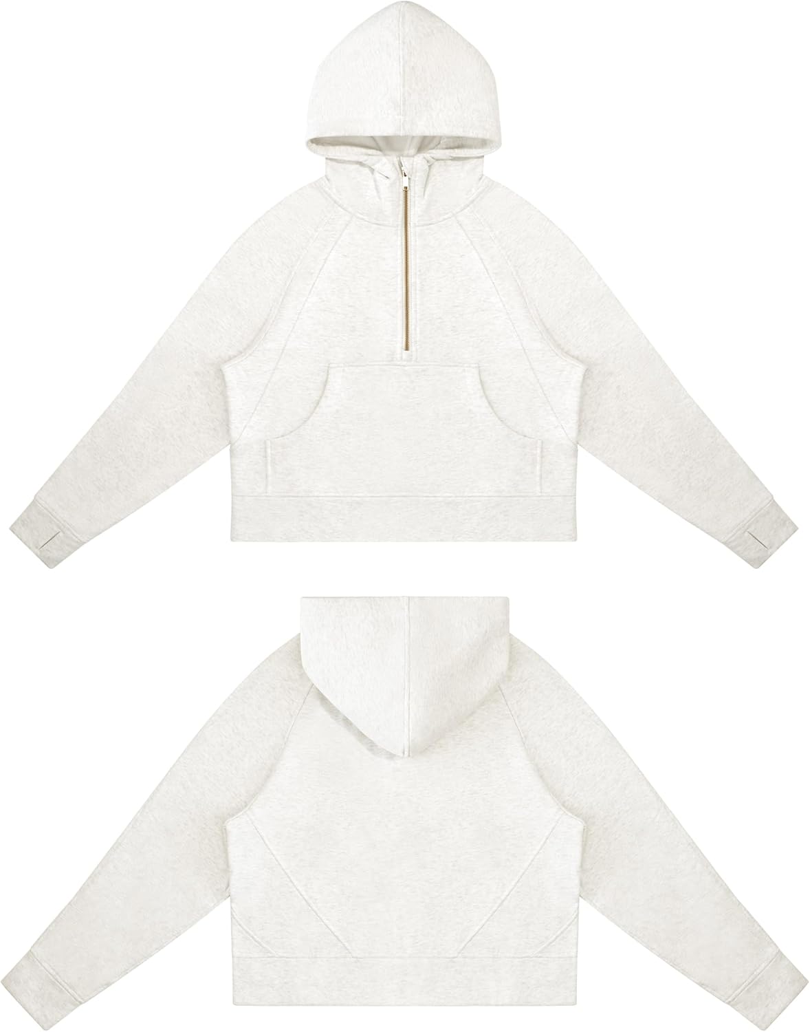 THE GYM PEOPLE Womens' Hoodies Half Zip Long Sleeve Fleece Crop Pullover Sweatshirts with Pockets Thumb Hole - Image 4