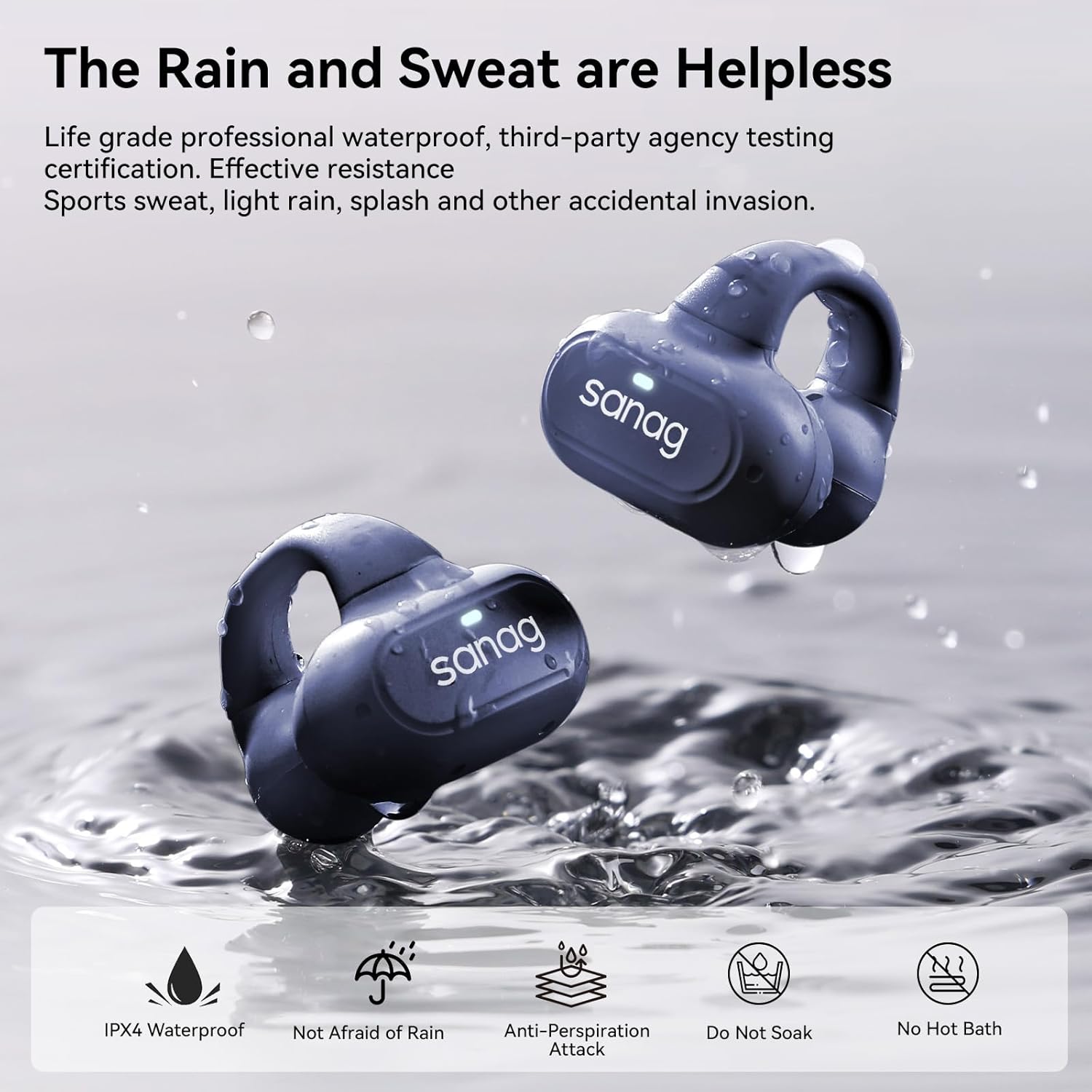 Sanag Z50S 2025 Upgrade Open Ear Free Clip-On Headphones, HiFi Sound Quality True Wireless Bluetooth Earphones, IPX4 Waterproof Sports Earbuds, 56H Playtime OWS Sport Running, App Custom Settings - Image 2