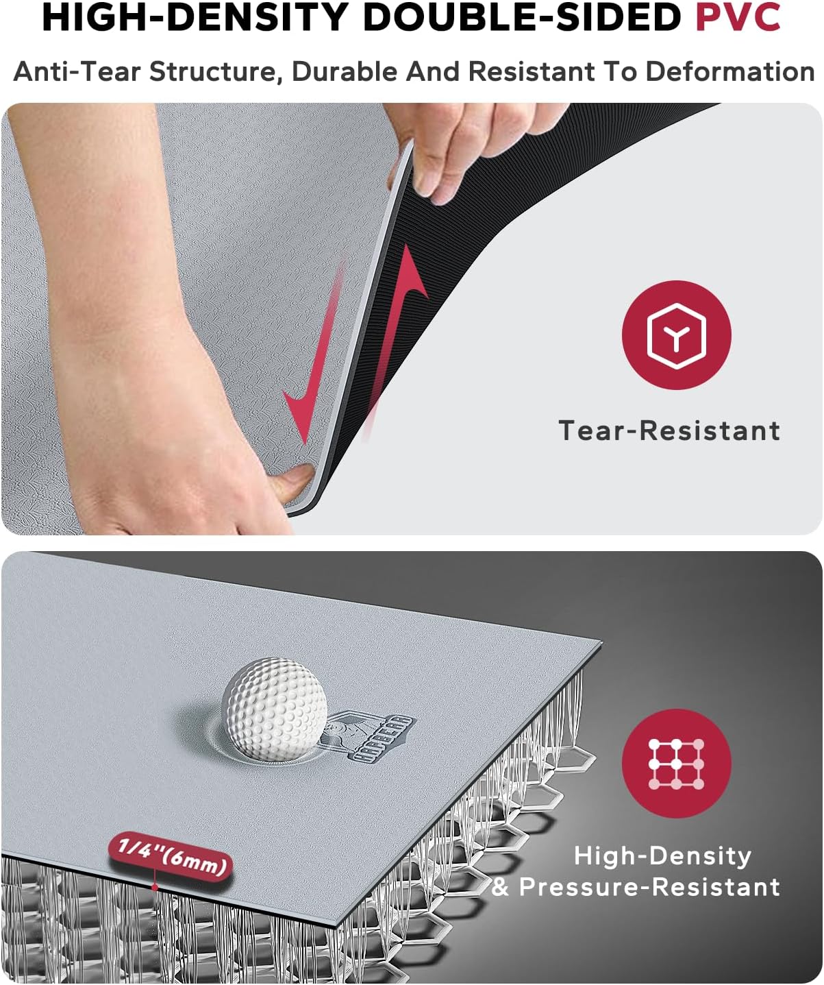 HAPBEAR Large Yoga Mat - 72"x36"x6mm (1/4 inch), Extra Wide Non-Slip Exercise Mat for Home Workout, Yoga, Pilates & Stretching, Durable & Eco-Friendly, Includes Bonus Resistance Bands & Carry Bag - Image 3