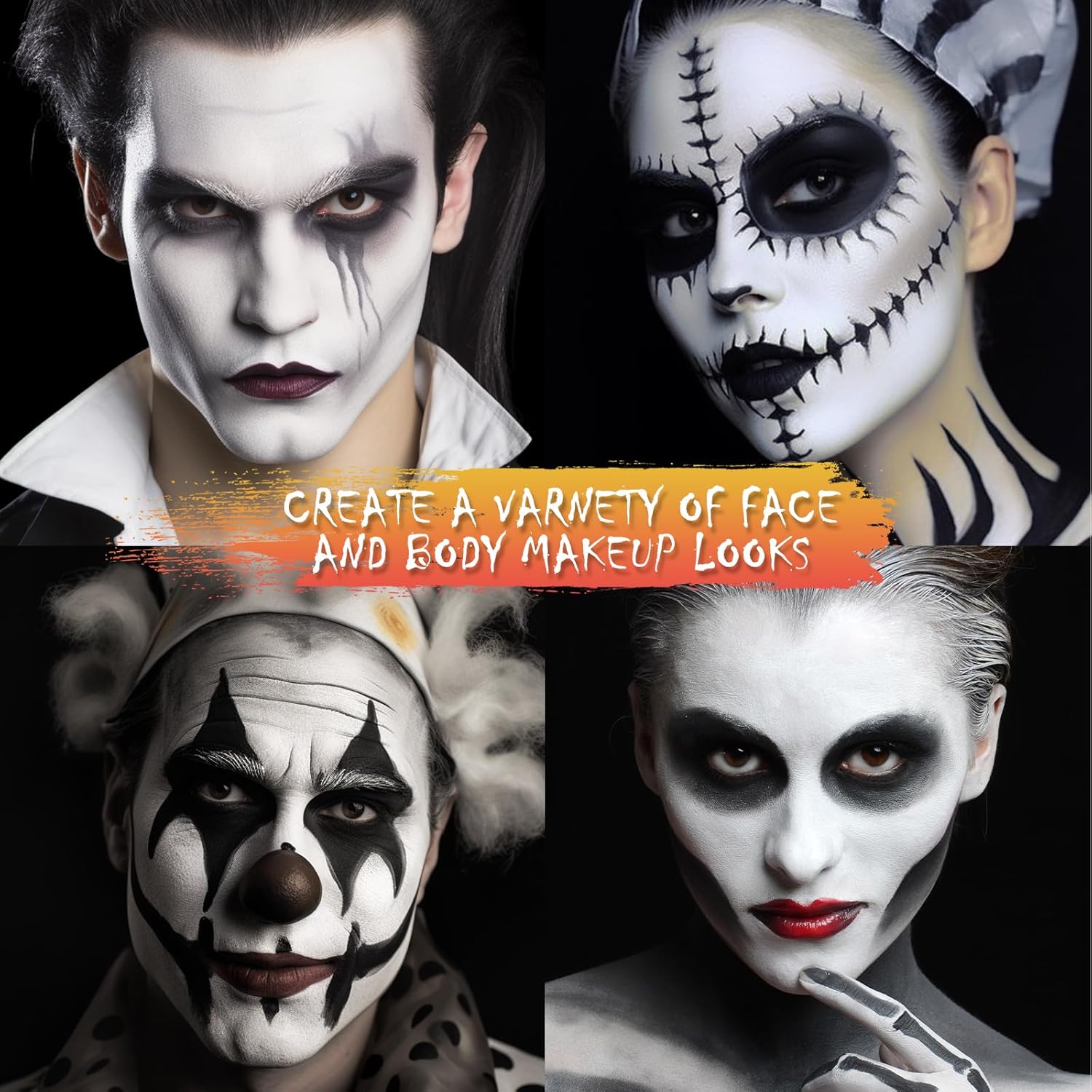 BOBISUKA White Face Body Paint Liquid Texture Washable Non Toxic Facepaint Fast Drying Foundation Makeup for Halloween Clown Skeleton Skull Cosplay SFX Costume Party Large Capacity(130ml) - Image 4