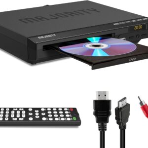 2025 Model HDMI DVD Player for TV | 1080P Region Free DVD-Players for Smart TV | Mini DVD Player with USB, CD & MP3 | HDMI Cable, RCA Cable & Remoted Control | MAJORITY DVD