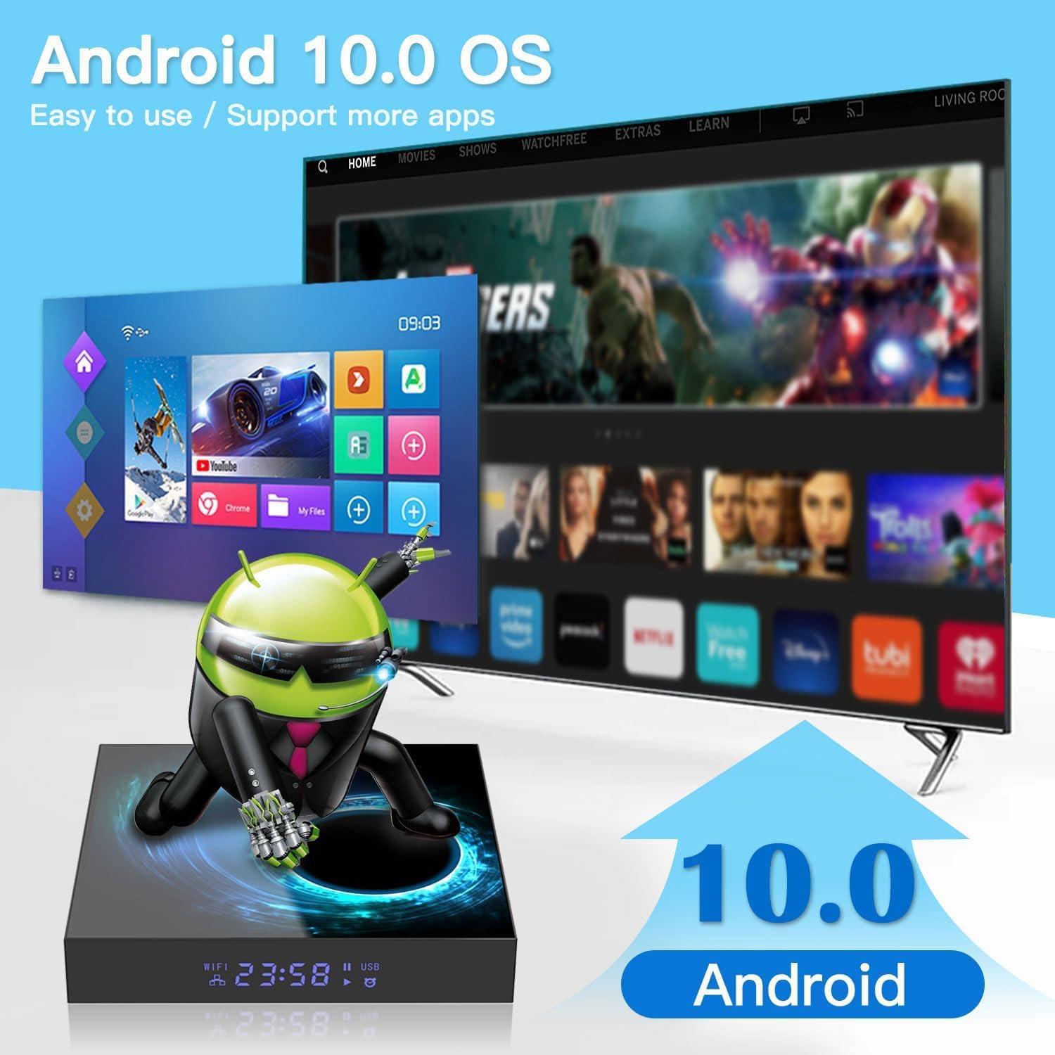 Android TV Box 4GB RAM 128GB ROM, 2025 Android TV Box 10.0 with Max Storage, 4K 6K Smart Box Allwinner H616 3D H.265 2.4G/5G Dual-Band Wi-Fi Bluetooth 100M Ethernet Smart Box for TV - Image 2