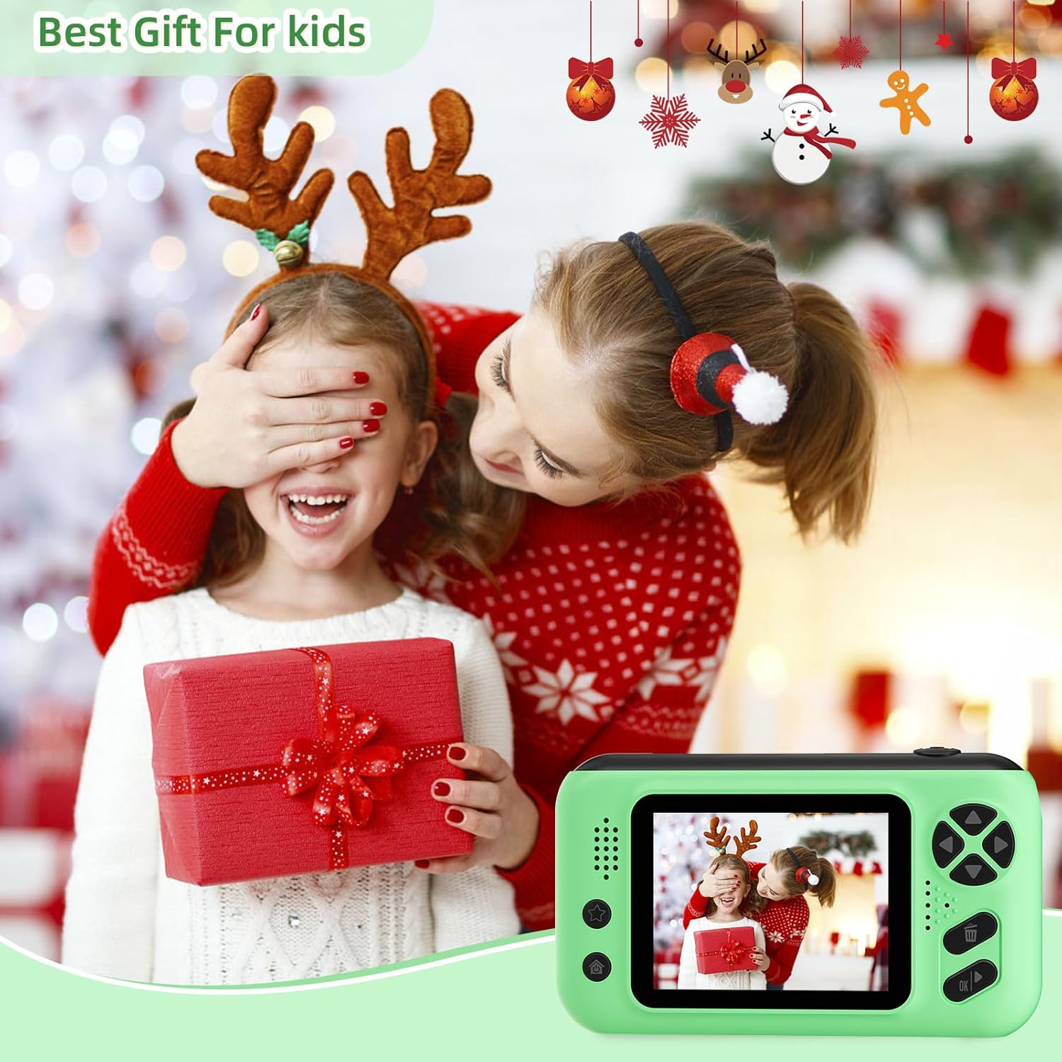 Kids Camera, Birthday Gifts for Boys and Girls Age 3-8,Video Recorder for Kids 8-12,Childrens Digital Camcorder for vlogging Portable Kids Selfie Camera with 32GB SD Card Green - Image 5
