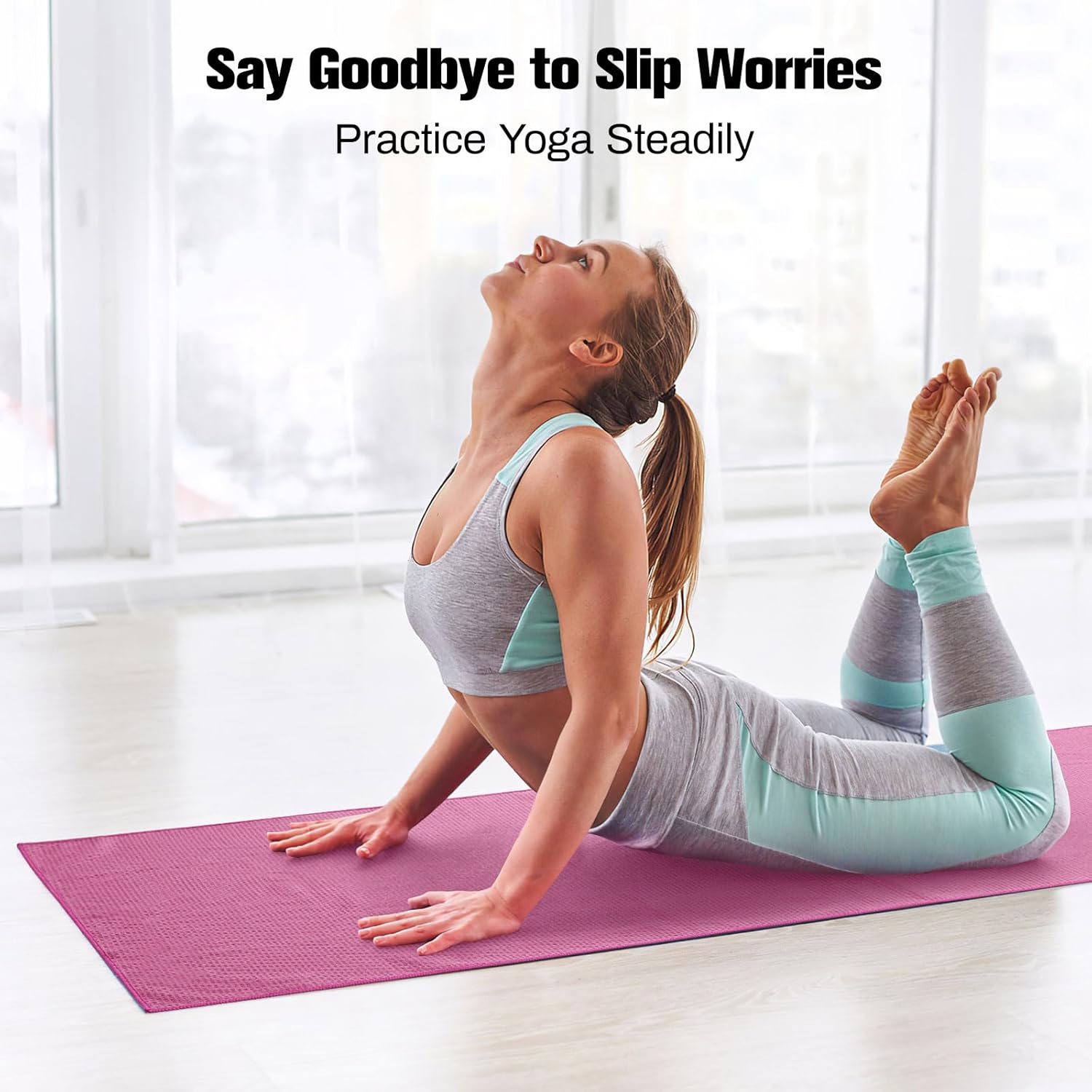 MoKo Hot Yoga Towel, Non-Slip Yoga Mat Towel with Grip Dots, 74.4"×27.3" Yoga Mat Cover for Pilates, Fitness, Meditation - Image 3