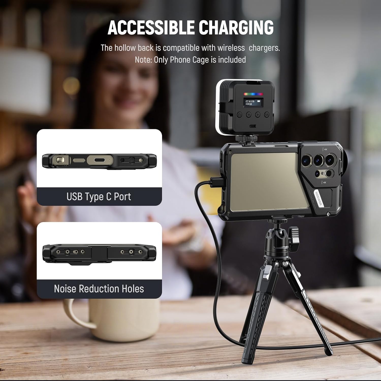 Neewer S24 Ultra Phone Cage with 67mm Filter Adapter, 17mm Lens Backplate, T Mount Lens Adapter, Cleaning Cloth, Smartphone Video Rig Stabilizer Compatible with Samsung Moment T Series Lenses, PA042 - Image 6