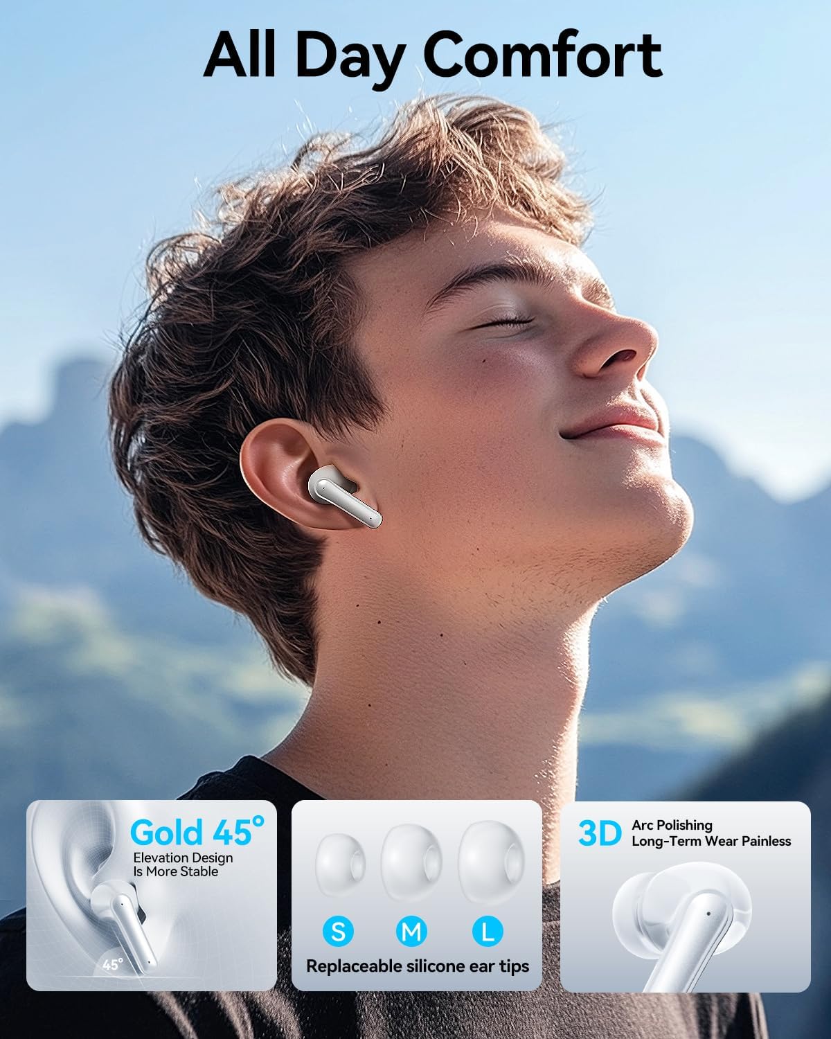 Wireless Earbuds, Bluetooth 5.3 Ear Buds, Headphones with Clear Stereo Sound, 40H Playtime with LED Digital Display, IPX7 Waterproof Earphones Built-in Mic for Phone Tablet Sports Workout - Image 6