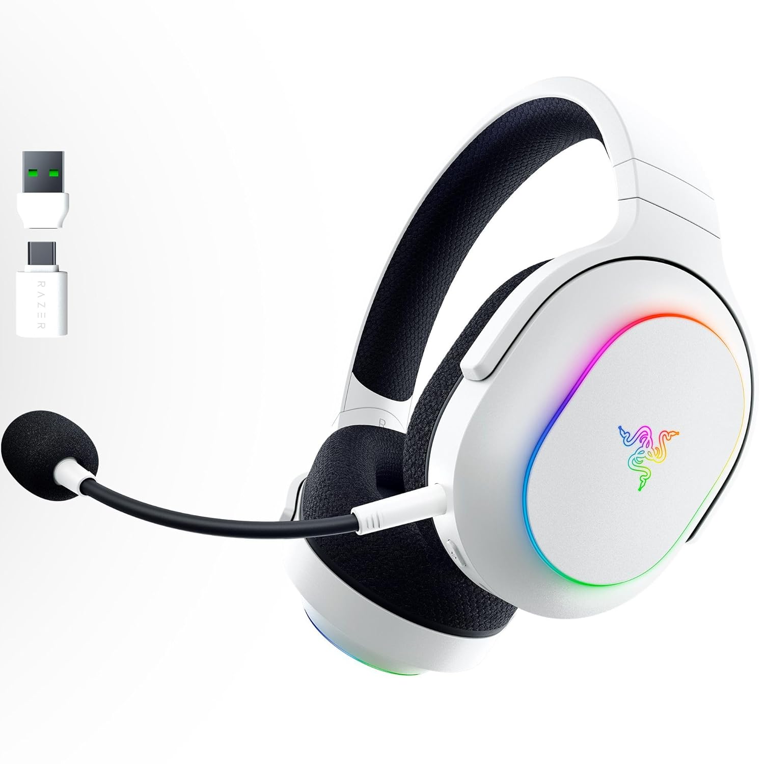 Razer Barracuda X Chroma Wireless Gaming Headset: 2.4GHz Wireless & Bluetooth - Lightweight - Chroma RGB - 40mm Drivers - Cardioid Mic - 70 Hr Battery - for PC, Mac, PS5, Switch 2, Smartphone - White