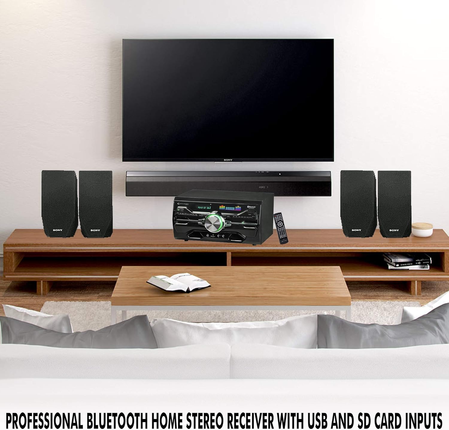 Technical Pro 4000 Watts Professional Bluetooth Home Audio Receiver w/Built-in DVD Player, Dual 1/4'' Mic and USB SD Inputs, Volume and Echo Controls, Remote Included, for Karaoke, Parties and More - Image 6