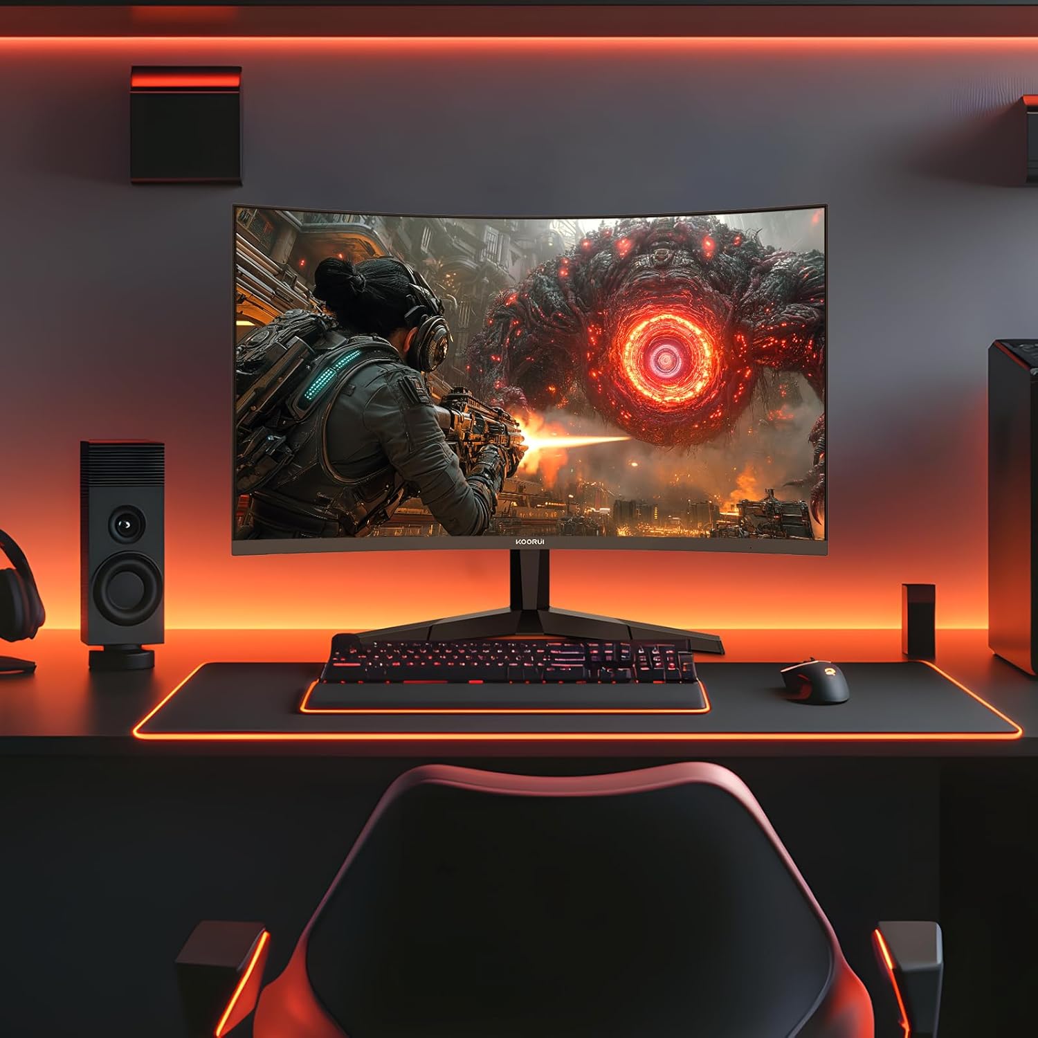 KOORUI 25 Inch Curved Gaming Monitor 240Hz FHD 1080P Computer Monitor, 1500R 1ms MPRT Display, Adaptive Sync, 90% DCI-P3,HDR, Eye Care, Tilt Adjustable, VESA 75x75mm, Black,G2511XC - Image 10